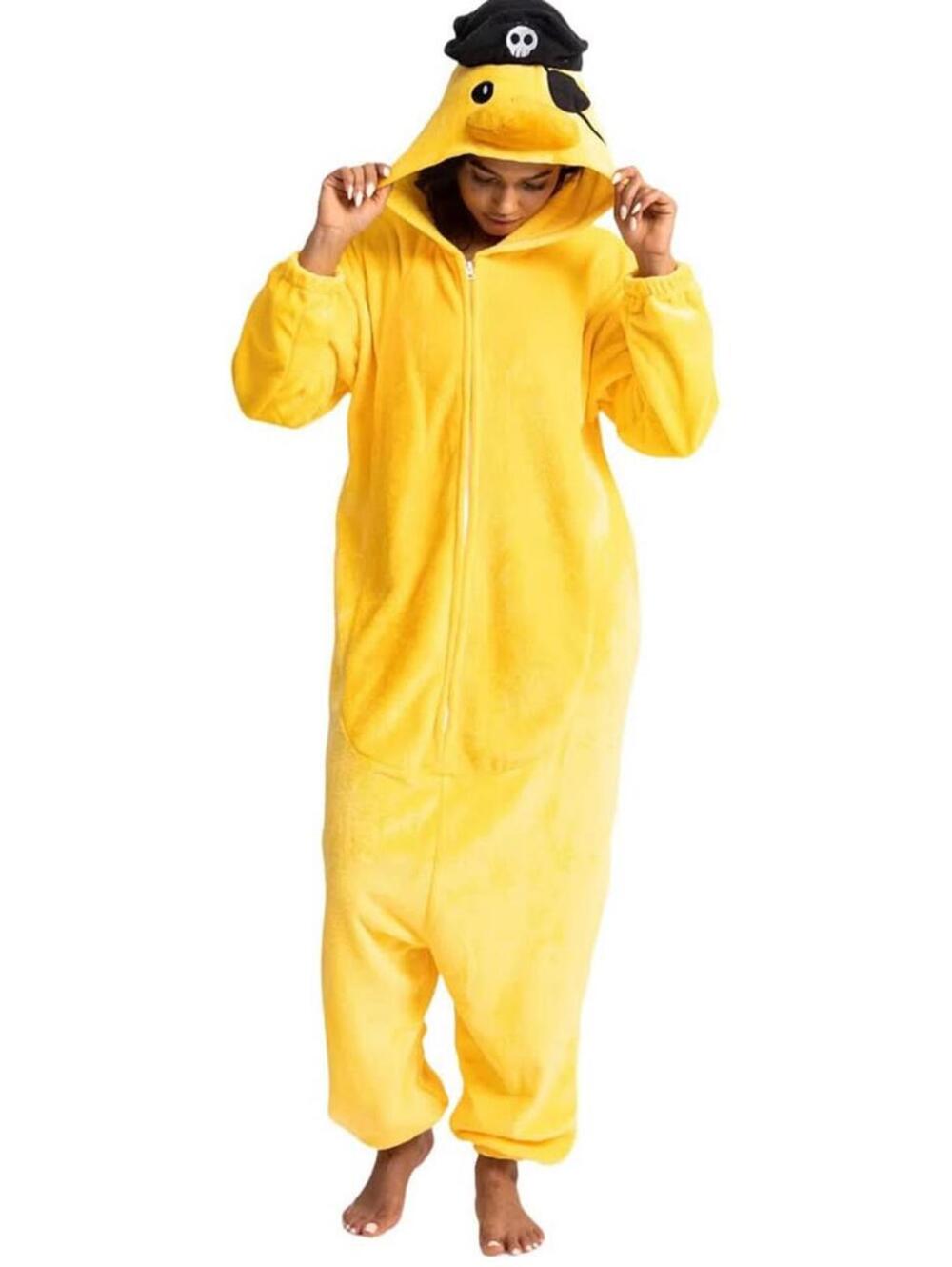 Pirate Duck Onesie Costume Adult Unisex XL Plush Halloween Pajama Costume